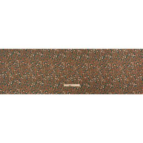 Stretch Cotton Twill Print - Teal, Rust and Peach Floral - Mood Exclusive September Sprouts