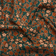 Stretch Cotton Twill Print - Teal, Rust and Peach Floral - Mood Exclusive September Sprouts