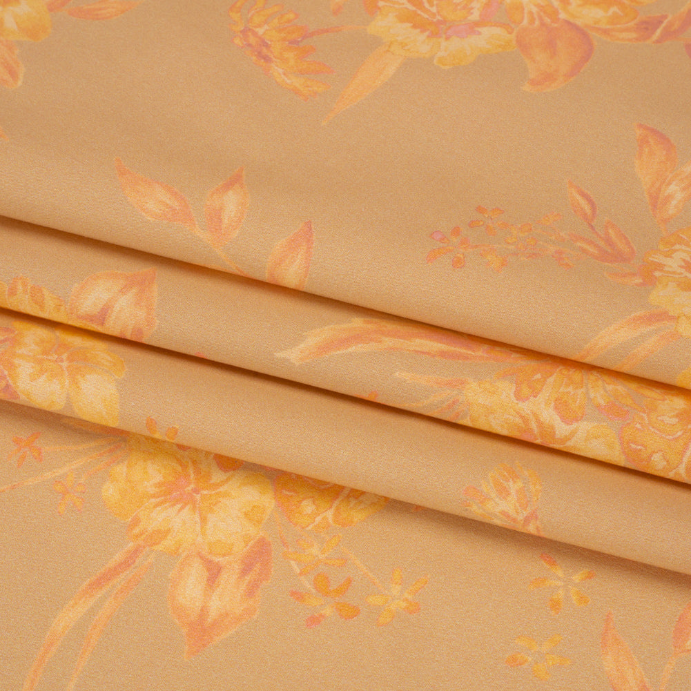 Stretch Cotton Poplin Print - Beige and Yellow Floral - Mood Exclusive Easy Eleanor