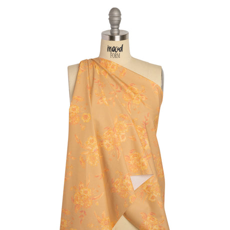 Stretch Cotton Poplin Print - Beige and Yellow Floral - Mood Exclusive Easy Eleanor