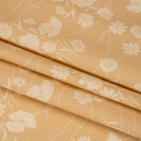Stretch Cotton Poplin Print - Beige Flowers and Dotted Lines - Mood Exclusive Errands of Bees