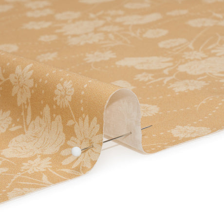 Stretch Cotton Poplin Print - Beige Flowers and Dotted Lines - Mood Exclusive Errands of Bees