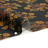 Stretch Cotton Poplin Print - Navy, Rust and Orange Floral - Mood Exclusive Amber Bunches