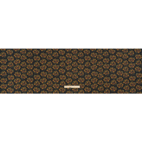 Stretch Cotton Poplin Print - Navy, Rust and Orange Floral - Mood Exclusive Amber Bunches