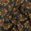 Stretch Cotton Poplin Print - Navy, Rust and Orange Floral - Mood Exclusive Amber Bunches