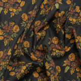 Stretch Cotton Poplin Print - Navy, Rust and Orange Floral - Mood Exclusive Amber Bunches