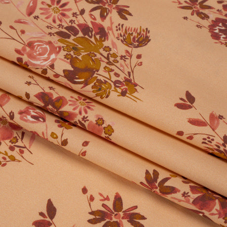Stretch Cotton Poplin Print - Peach, Pink and Red Floral - Mood Exclusive Powdered Pink