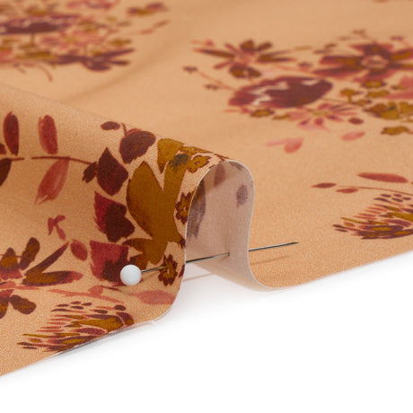 Stretch Cotton Poplin Print - Peach, Pink and Red Floral - Mood Exclusive Powdered Pink