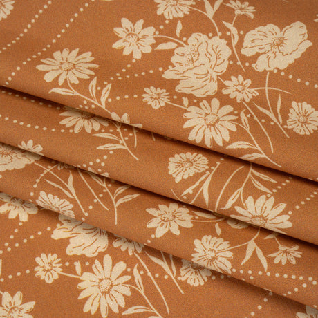Stretch Cotton Poplin Print - Tan Flowers and Dotted Lines - Mood Exclusive Errands of Bees