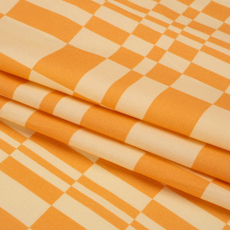 Mood Exclusive Creamsicle Cheeky Checkers Stretch Cotton Poplin