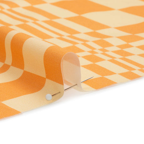 Mood Exclusive Creamsicle Cheeky Checkers Stretch Cotton Poplin