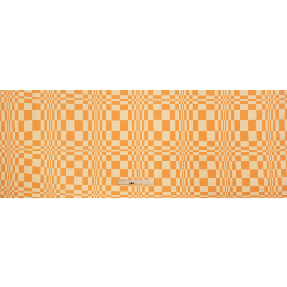 Mood Exclusive Creamsicle Cheeky Checkers Stretch Cotton Poplin