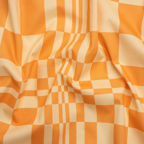 Mood Exclusive Creamsicle Cheeky Checkers Stretch Cotton Poplin