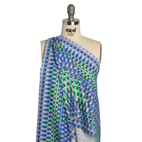 Mood Exclusive Blue Fruit Basket Fete Stretch Cotton Poplin