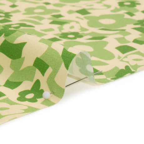 Mood Exclusive Green Puddled Petals Stretch Cotton Poplin