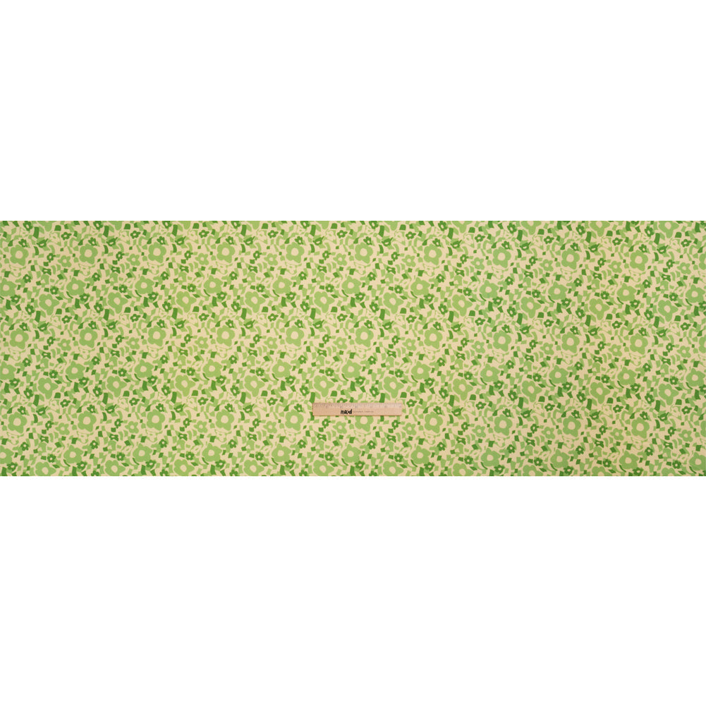 Mood Exclusive Green Puddled Petals Stretch Cotton Poplin