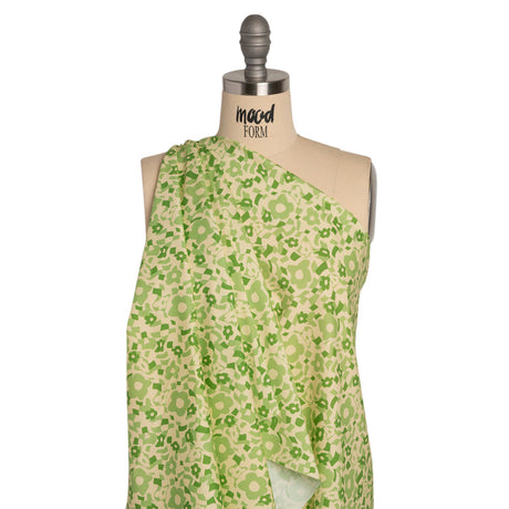 Mood Exclusive Green Puddled Petals Stretch Cotton Poplin
