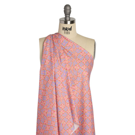 Mood Exclusive Bubblegum Cyber Checkers Stretch Cotton Poplin