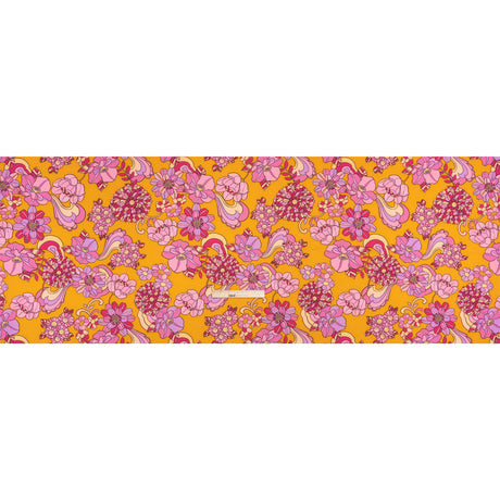 Stretch Polyester Woven Print - Mustart Yellow and Pink Retro Floral - Mood Exclusive Carnation Creative