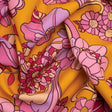 Stretch Polyester Woven Print - Mustart Yellow and Pink Retro Floral - Mood Exclusive Carnation Creative