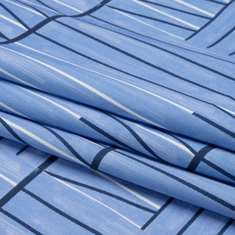 Stretch Cotton Twill Print - Blue Lines in Blocks - Mood Exclusive Structurally Sound