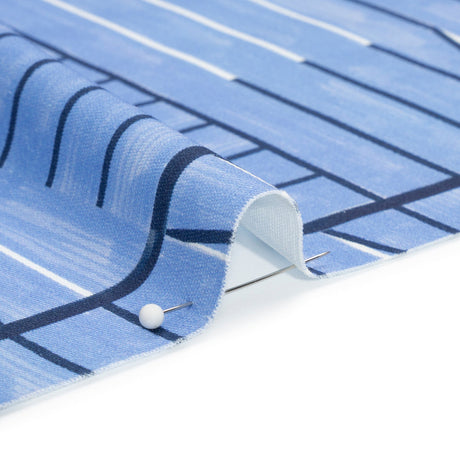 Stretch Cotton Twill Print - Blue Lines in Blocks - Mood Exclusive Structurally Sound