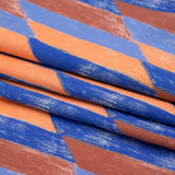 Stretch Cotton Twill Print - Blue and Orange Geometric - Mood Exclusive Checkerboard Chalk