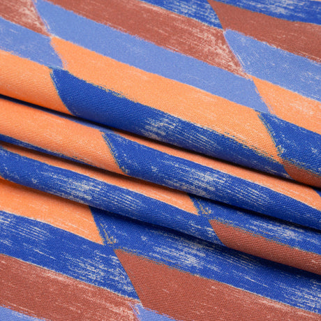 Stretch Cotton Twill Print - Blue and Orange Geometric - Mood Exclusive Checkerboard Chalk