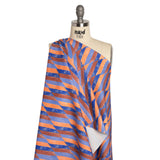 Stretch Cotton Twill Print - Blue and Orange Geometric - Mood Exclusive Checkerboard Chalk