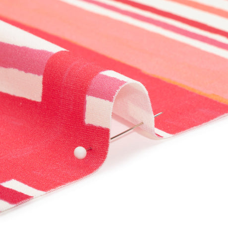 Stretch Cotton Twill Print - Pink and White Stripe Blocks - Mood Exclusive Candy Cane Window Pane