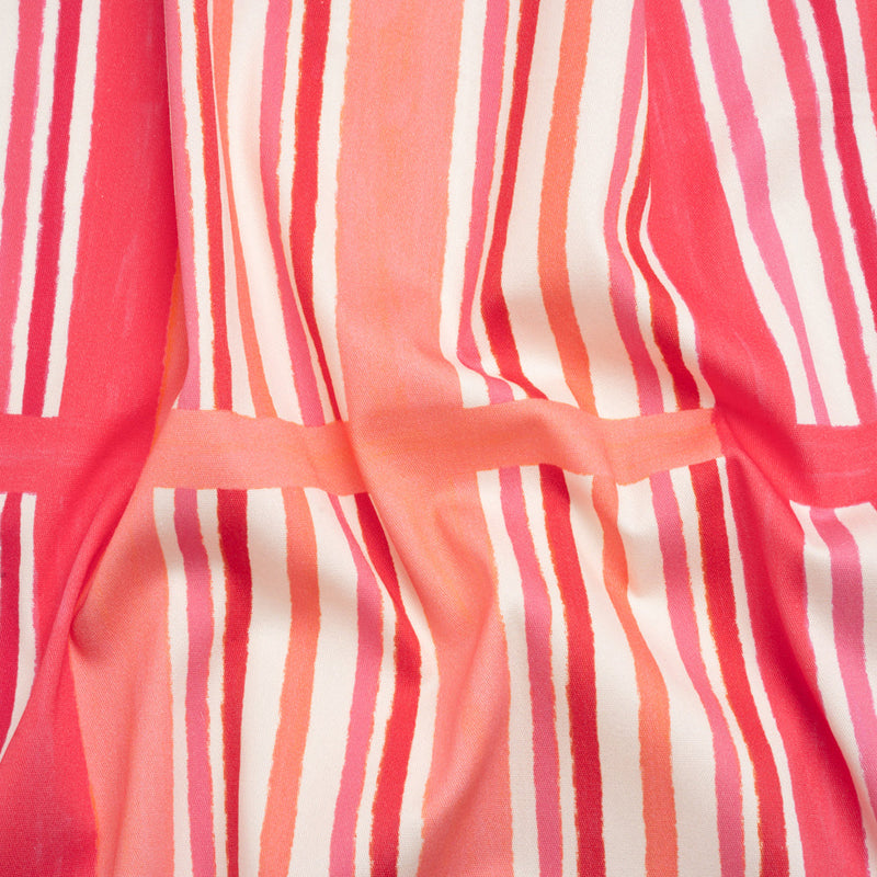 Stretch Cotton Twill Print - Pink and White Stripe Blocks - Mood Exclusive Candy Cane Window Pane