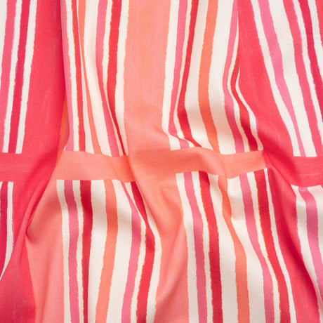 Stretch Cotton Twill Print - Pink and White Stripe Blocks - Mood Exclusive Candy Cane Window Pane