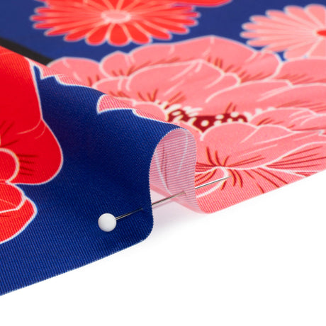 Recycled Polyester Twill - Blue and Pink Floral - Japanese Daydreams Print - Mood Exclusive Groove Collection