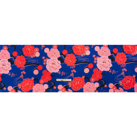 Recycled Polyester Twill - Blue and Pink Floral - Japanese Daydreams Print - Mood Exclusive Groove Collection