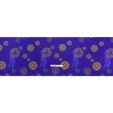 Recycled Polyester Twill Print - Blue and Yellow Tigers and Circles - Mood Exclusive Last Known Survivor