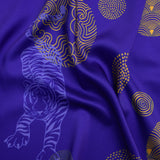 Recycled Polyester Twill Print - Blue and Yellow Tigers and Circles - Mood Exclusive Last Known Survivor