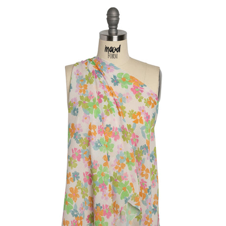 Mood Exclusive White Flirt with Flowers Viscose Georgette