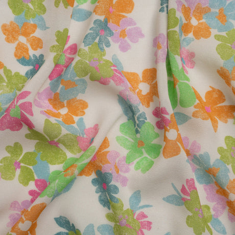Mood Exclusive White Flirt with Flowers Viscose Georgette