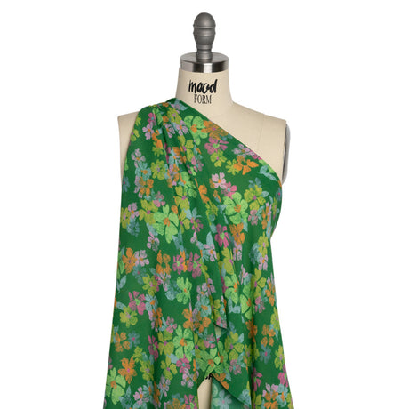 Mood Exclusive Green Flirt with Flowers Viscose Georgette