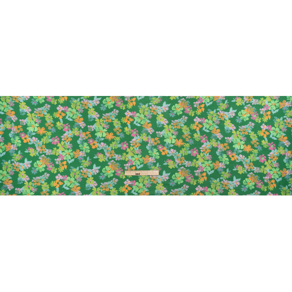 Mood Exclusive Green Flirt with Flowers Viscose Georgette