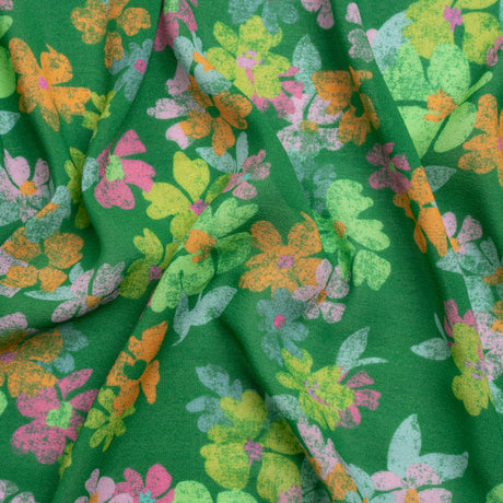 Mood Exclusive Green Flirt with Flowers Viscose Georgette