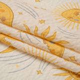 Cotton and Viscose Striped Seersucker Print - Cream Suns and Moons - Mood Exclusive Friendly Faces