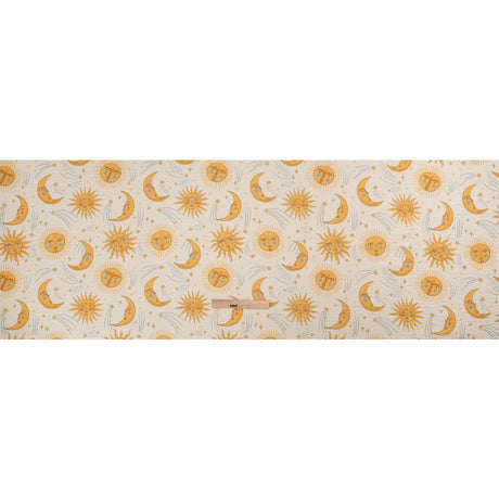 Cotton and Viscose Striped Seersucker Print - Cream Suns and Moons - Mood Exclusive Friendly Faces