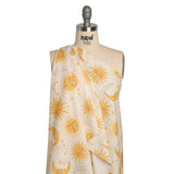 Cotton and Viscose Striped Seersucker Print - Cream Suns and Moons - Mood Exclusive Friendly Faces