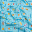 Cotton and Viscose Striped Seersucker Print - Blue Windowpane Checks and Fruit - Mood Exclusive Fruit Juice Jackpot