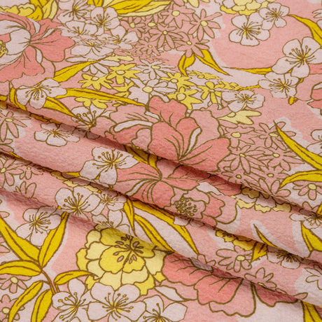 Mood Exclusive Pink Cherry Blossom Lessons Stretch Polyester Seersucker