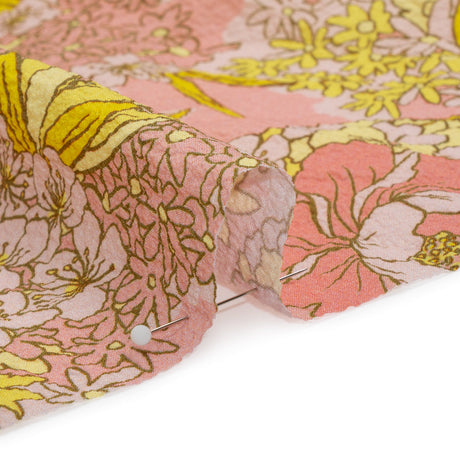 Mood Exclusive Pink Cherry Blossom Lessons Stretch Polyester Seersucker