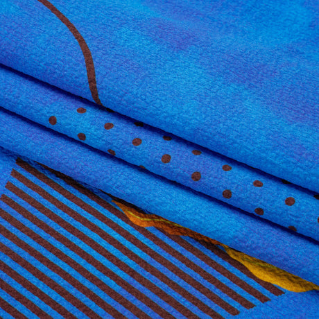 Mood Exclusive Blue Calligraph Creator Stretch Polyester Seersucker