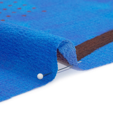 Mood Exclusive Blue Calligraph Creator Stretch Polyester Seersucker
