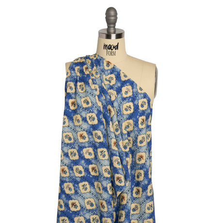 Mood Exclusive Blue Peaceful Trees Stretch Polyester Seersucker